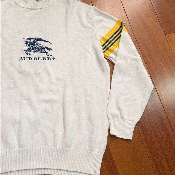 Burberry Vintage Y2K crewneck sweater with the Equestrian Knight strips Size 8 - Picture 4 of 11